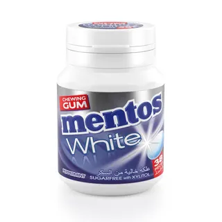 Mentos White Chewing Gum Peppermint Flavor with Xylitol, 38 Pieces
