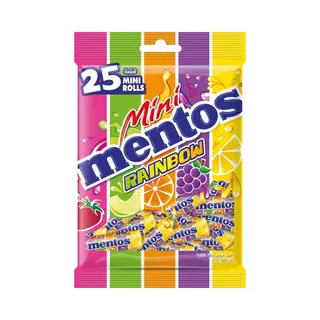 Mentos Rainbow Mini Rolls Bag 25 Count, 250g