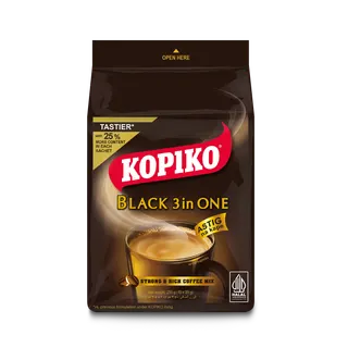 Kopiko Black Instant Coffee Mix with Strong & Rich Flavor, 10x25g