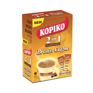 Kopiko 2in1 Brown Instant Coffee Mix with No added Sugar, 10x13.5g