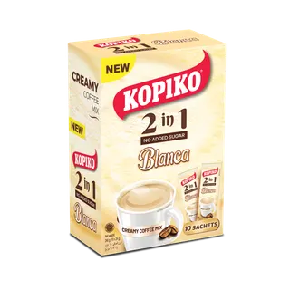 Kopiko 2in1 Blanca Creamy Instant Coffee Mix with No added Sugar, 10x24g