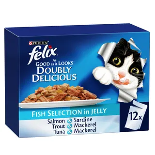 Felix Doubly Delicious Fish Selection Adult Wet Cat Food, 12x85g