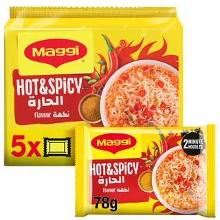 Maggi 2 Minute Instant Noodles Hot & Spicy Flavor, 5x78g